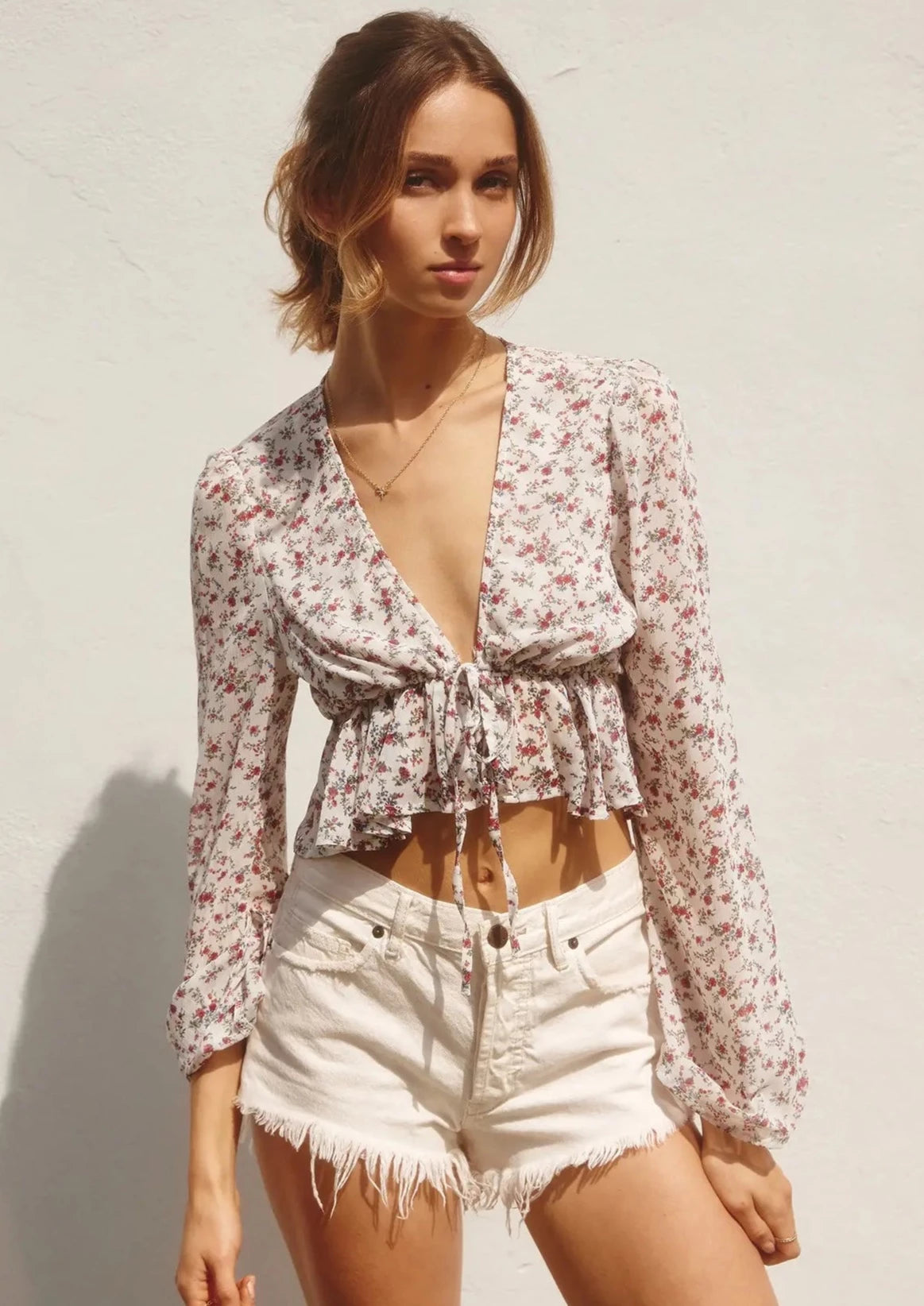 Weekend Ruffles Hem Cropped Top