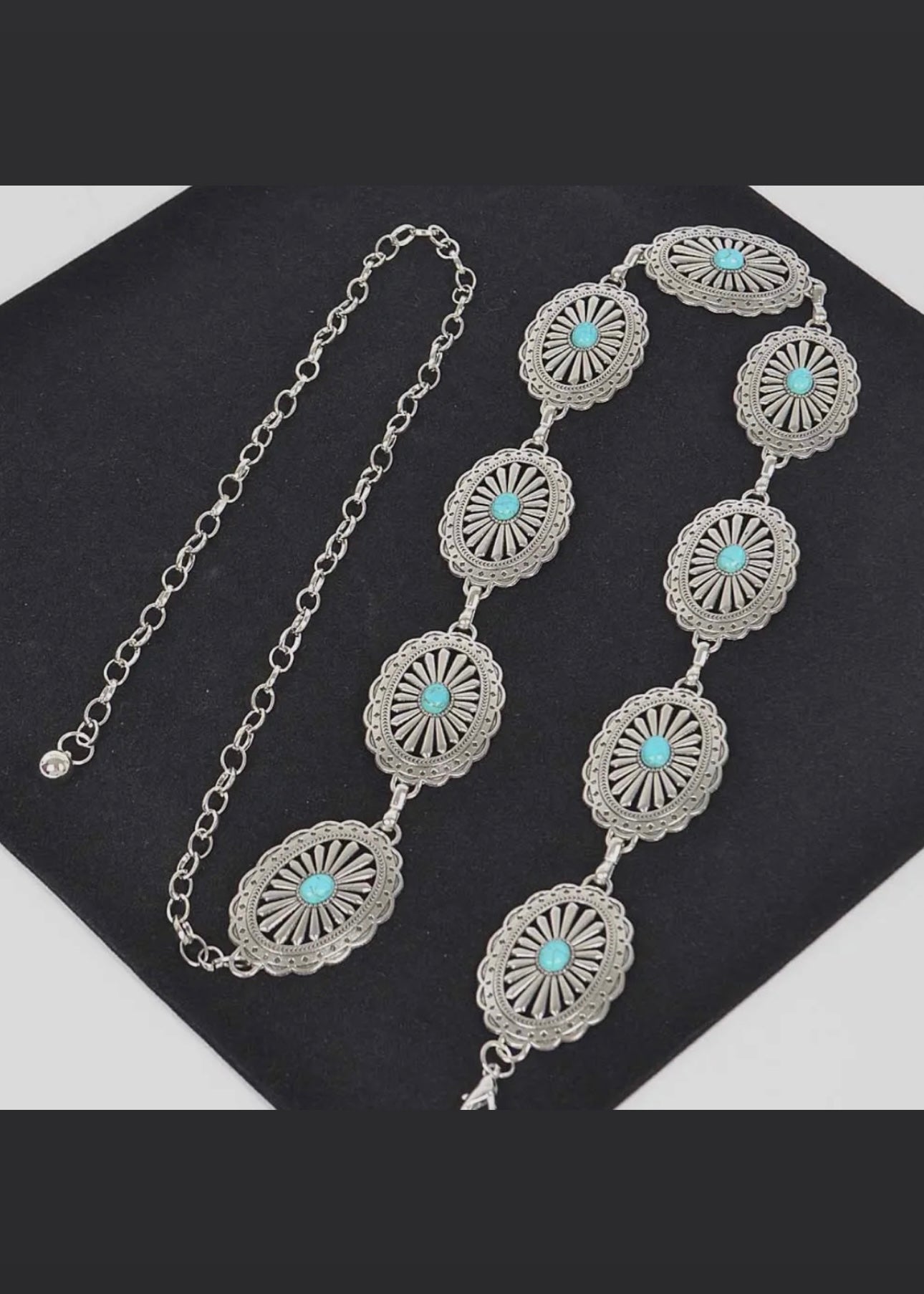 Western Concho Disc Chain Belt in Silver