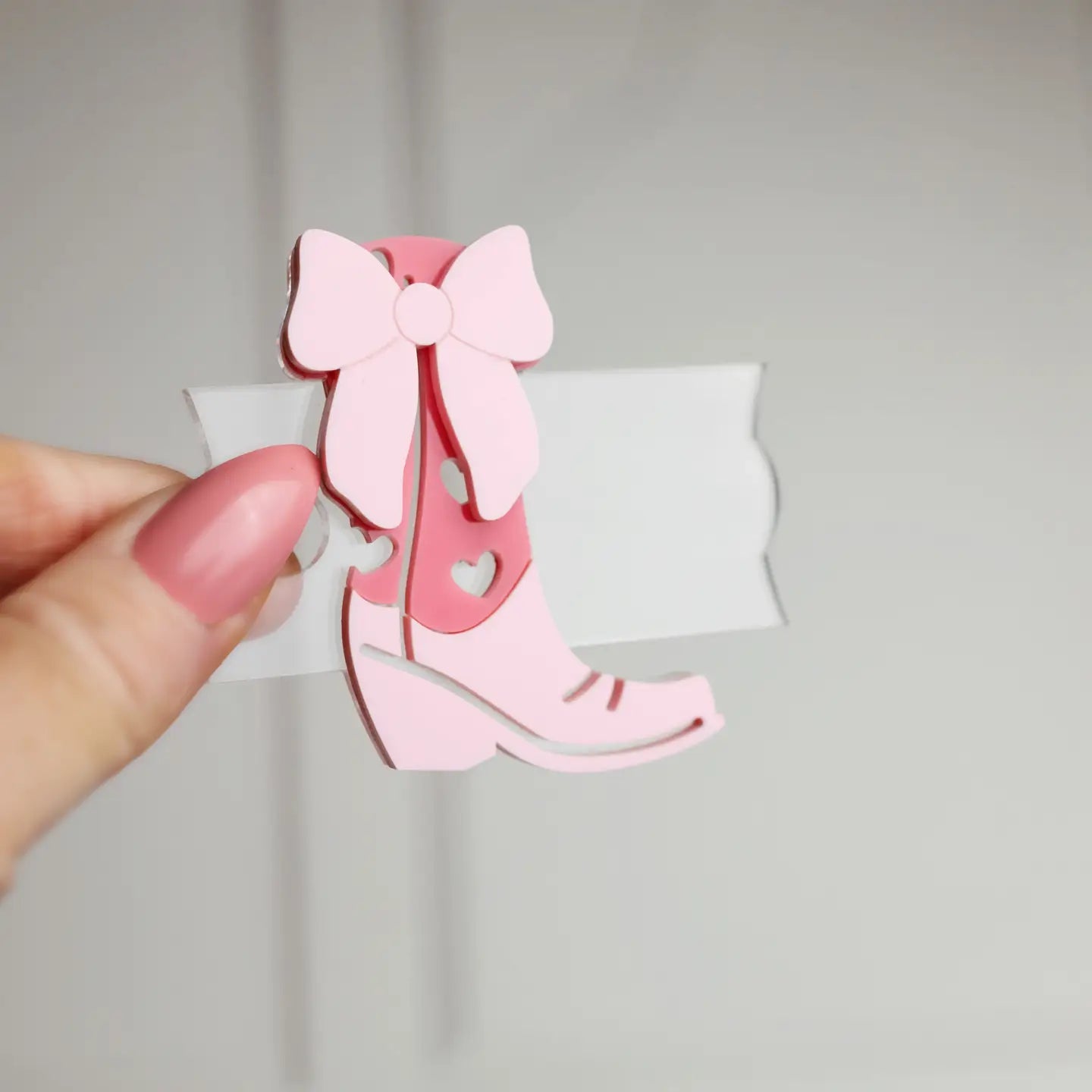 Acrylic Boot & Bow Tumbler Topper