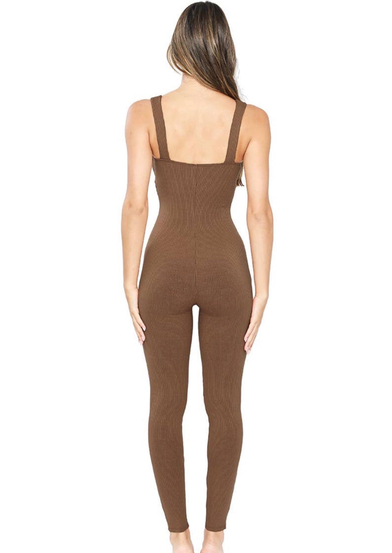 Creating the Vibe Sleeveless Corset Jumpsuit in Brown