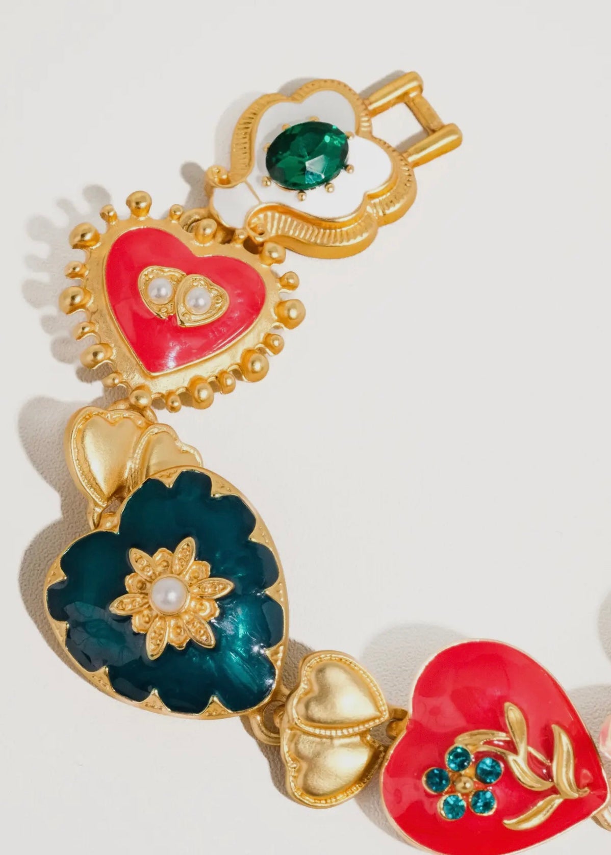 Elysian 18K Gold Boho Baroque Heart Color Bracelet