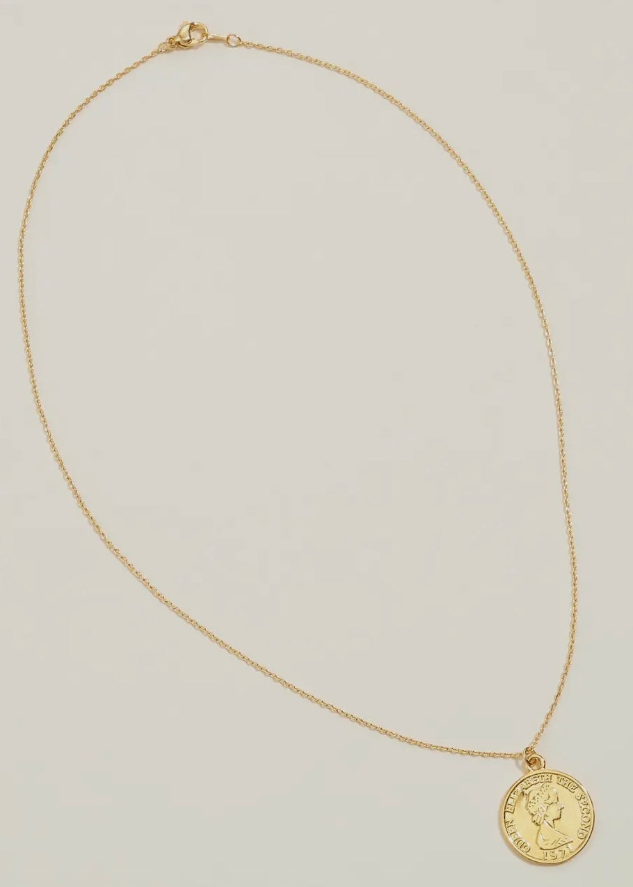 Gold Dipped Double Sided Coin Pendant Necklace