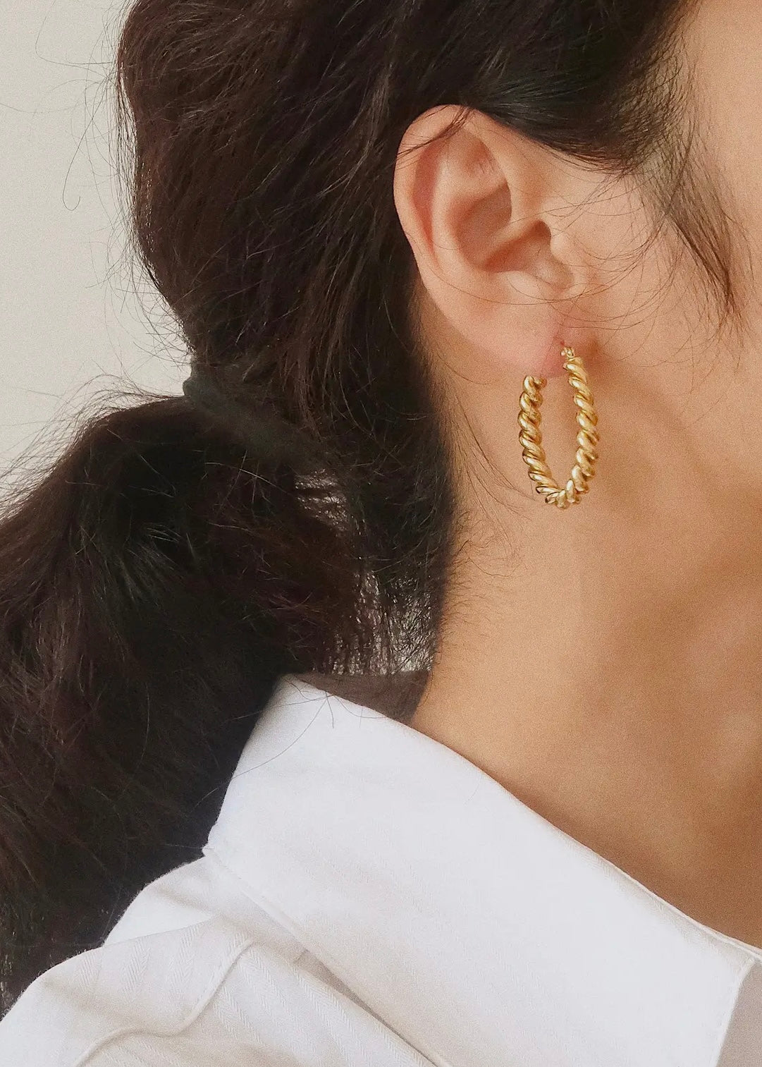 Brooke Gold Non-Tarnish Braided Hoop Earring