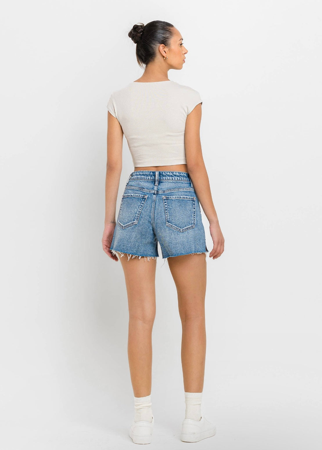 Shades of Love High Rise A-Line Denim Shorts in Medium Wash