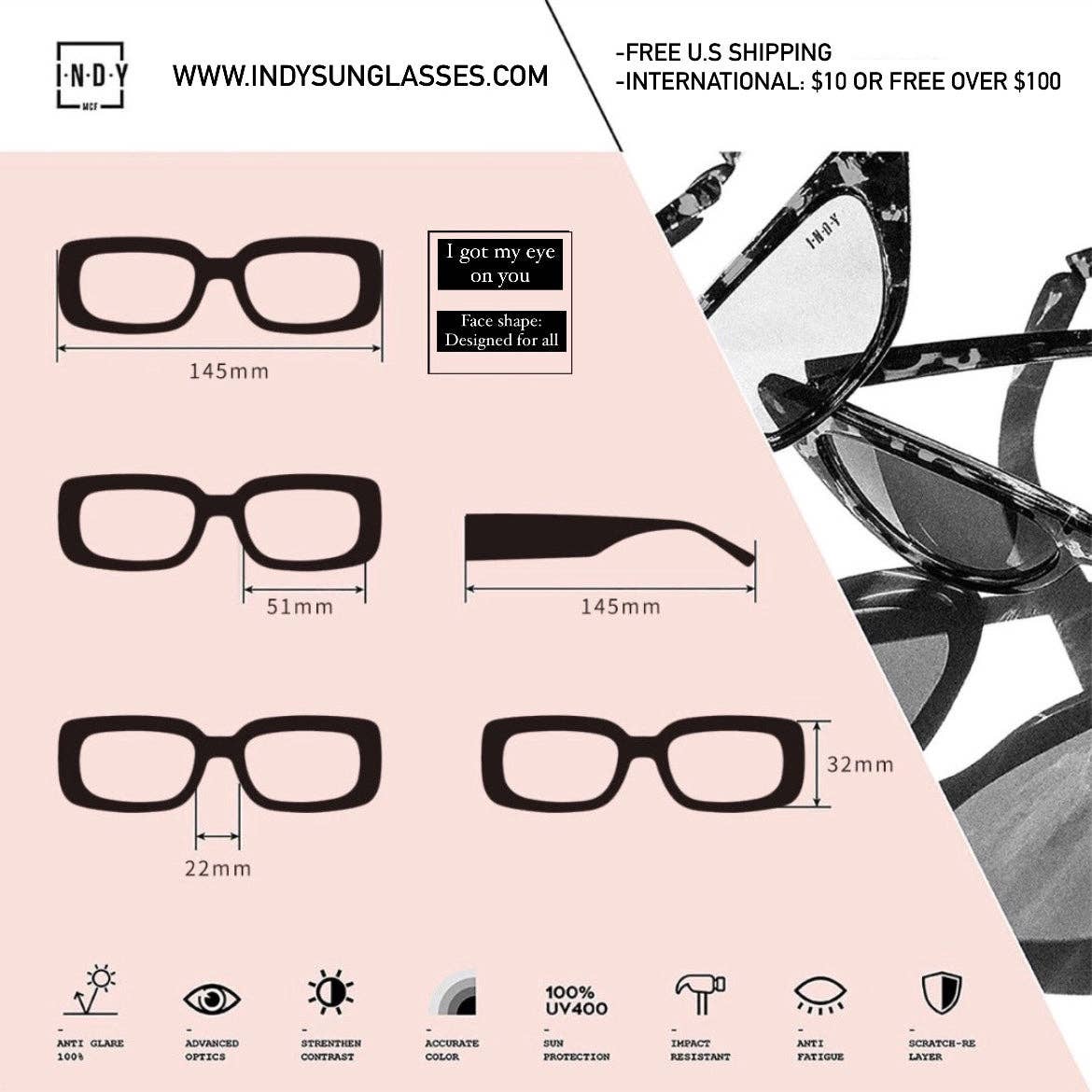 Exclusive INDY x Free People Unisex Sunglasses – I Got My Eye On You Creamy Blush