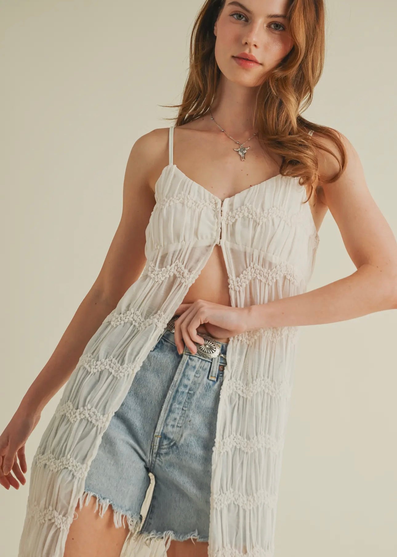 Sugar Moon Lace Open Front Duster
