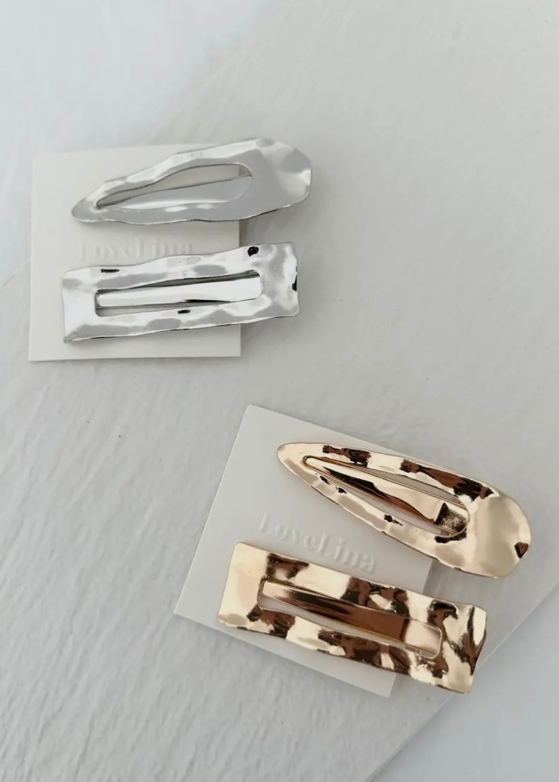 Hammered Metal Hair Clips