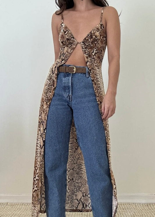 Serpentine Chic Snake Print Maxi Top