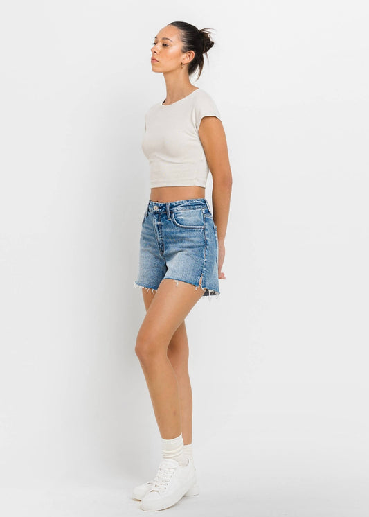 Shades of Love High Rise A-Line Denim Shorts in Medium Wash