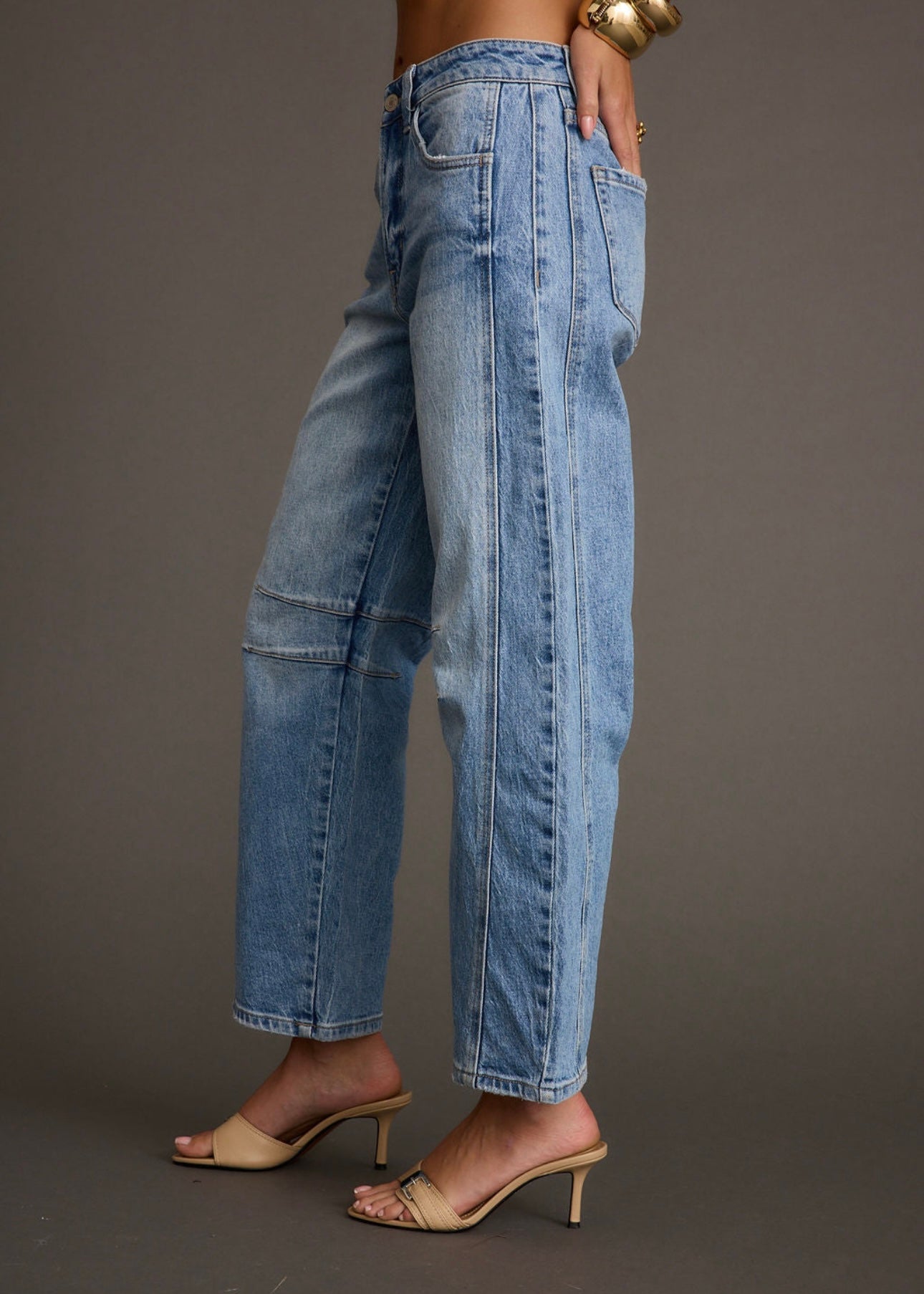 Infamous High Rise Barrel Leg Jeans