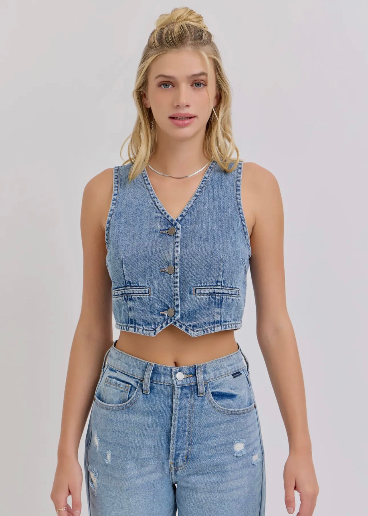 Urban Edge Medium Wash Denim Vest