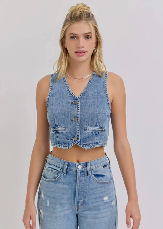 Urban Edge Medium Wash Denim Vest