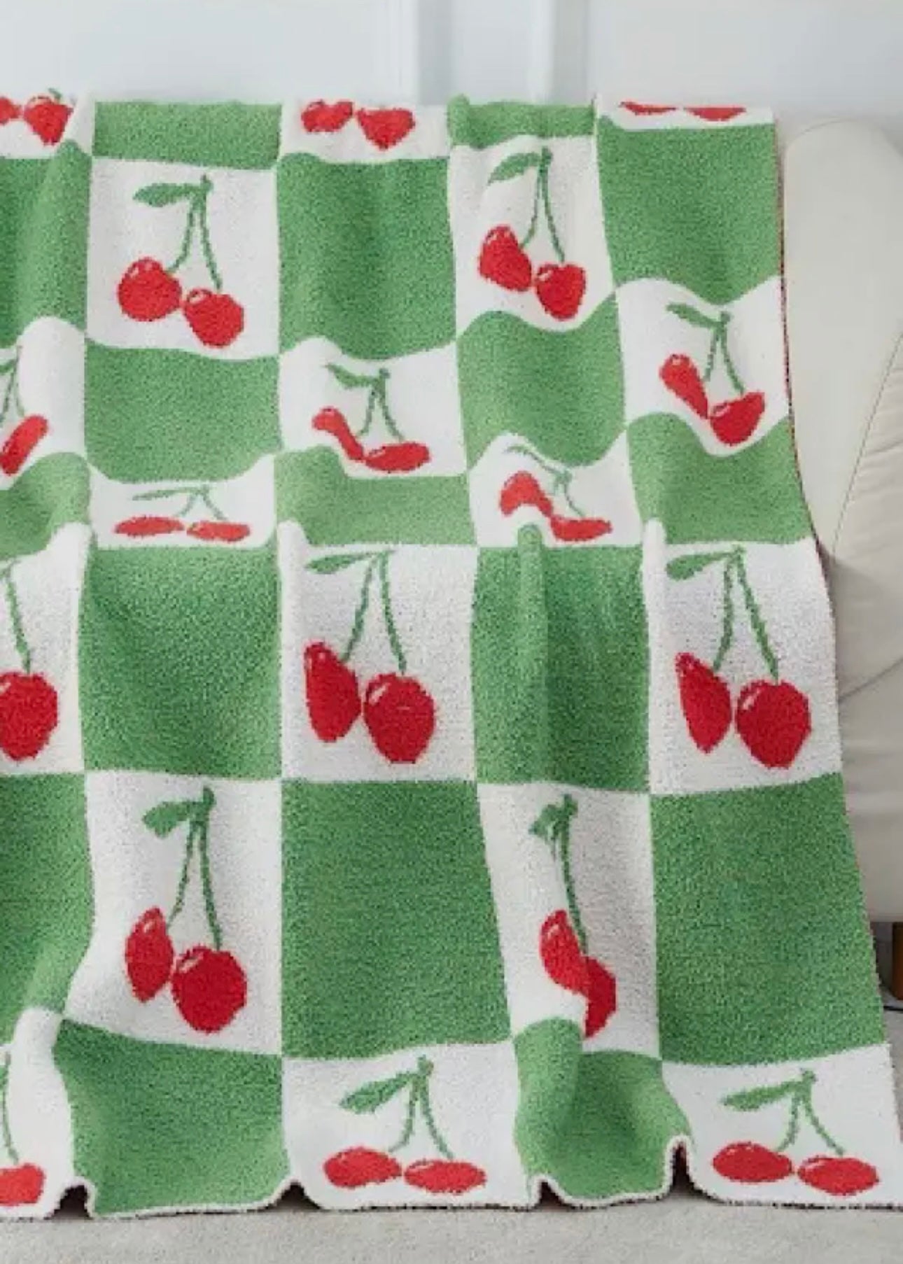 Checkered Cherry Blanket Throw