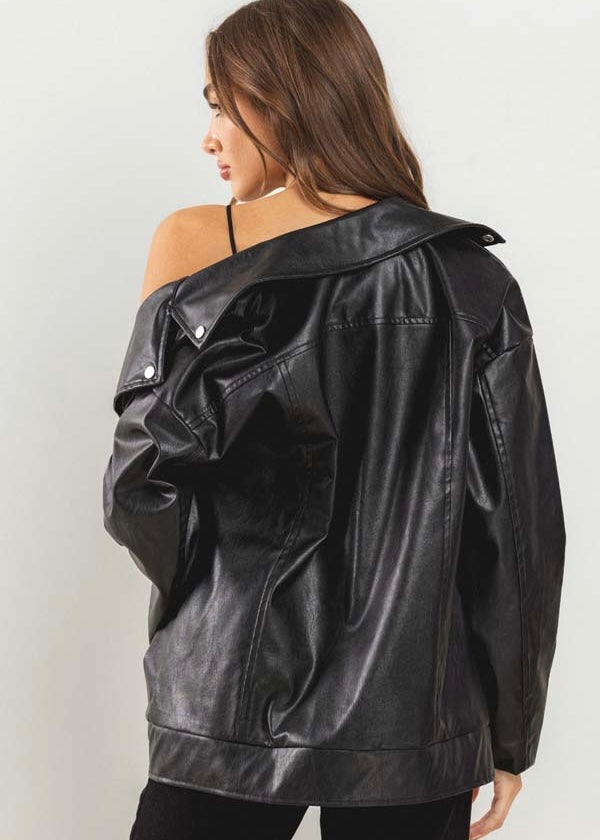 Nomad Oversized Biker Jacket in Onyx
