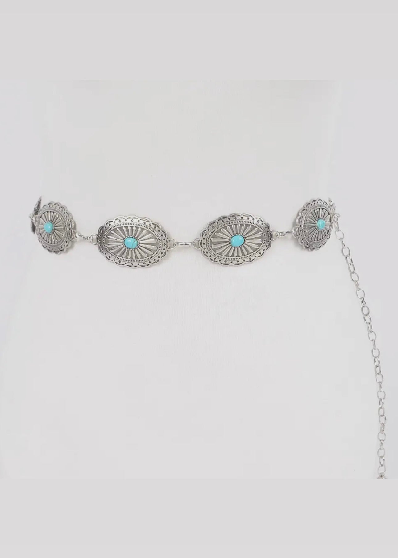 Western Concho Disc Chain Belt in Silver