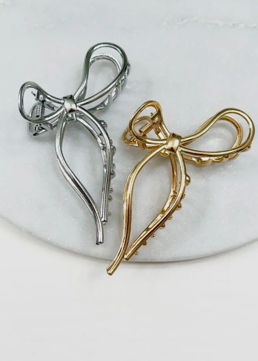 Gold & Silver Metal Bow Claw Clips
