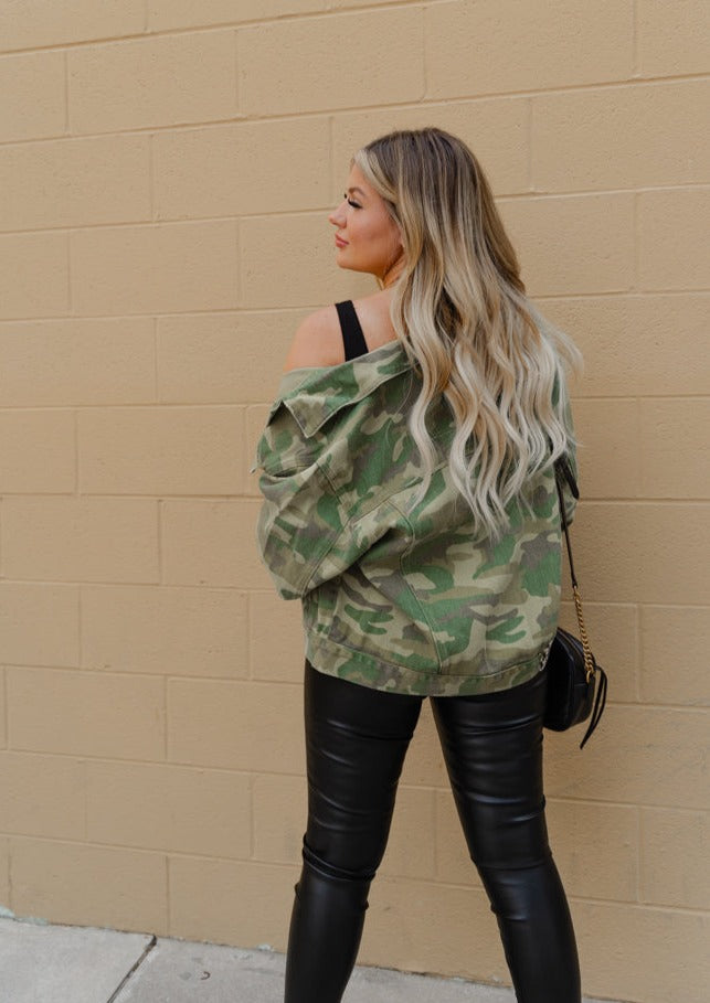 Lavish Neon Camo Denim Jacket