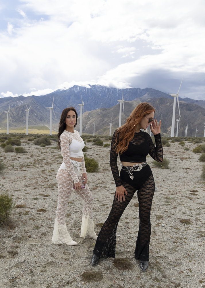 Bohemian Cowgirl Lace Flare Pants in Onyx