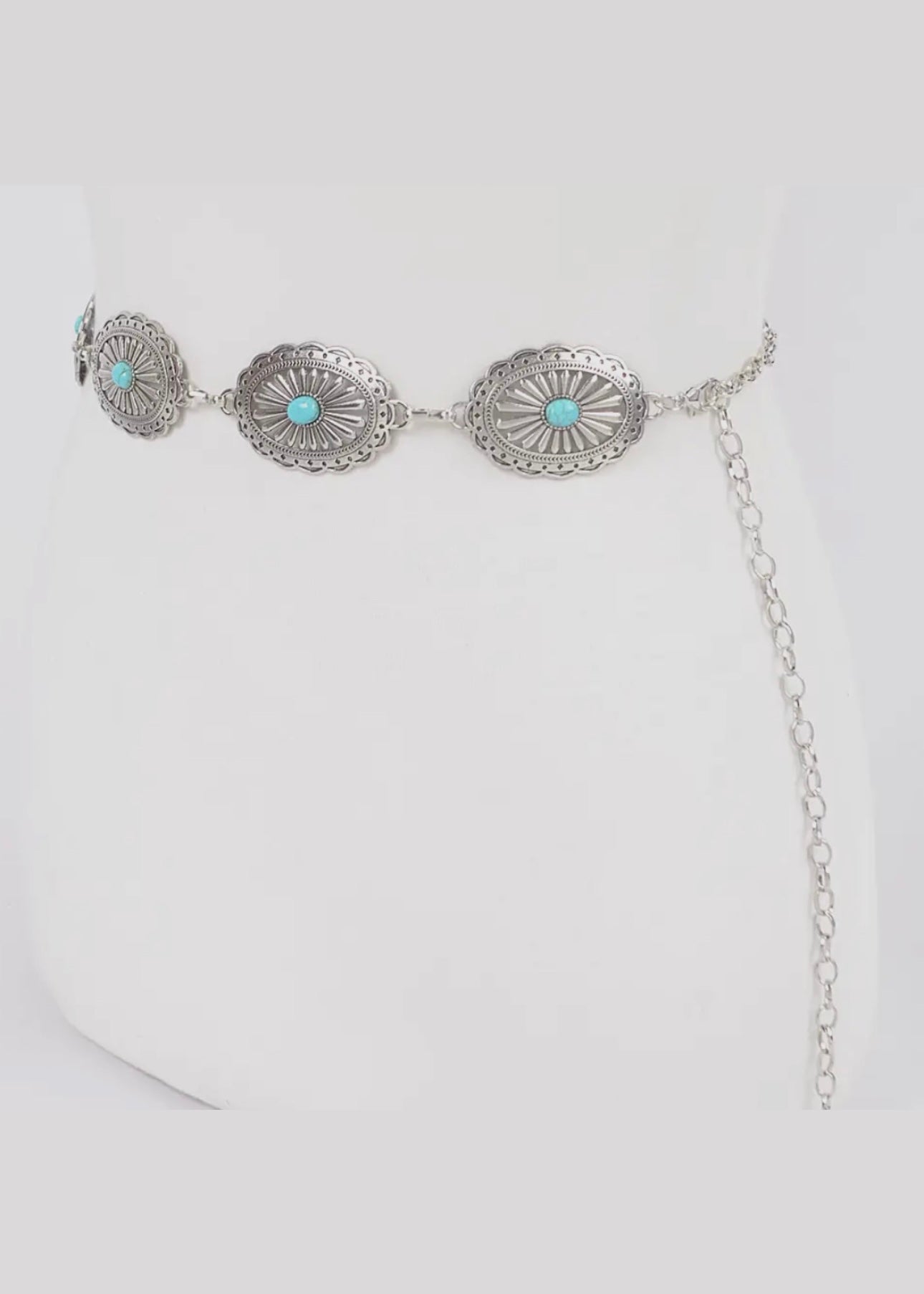 Western Concho Disc Chain Belt in Silver