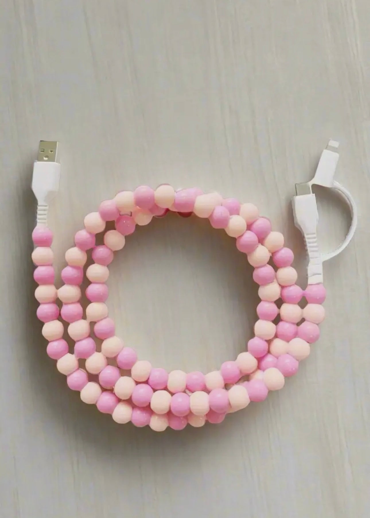 Universal Phone Fast Charger - Pink Multicolor Bead