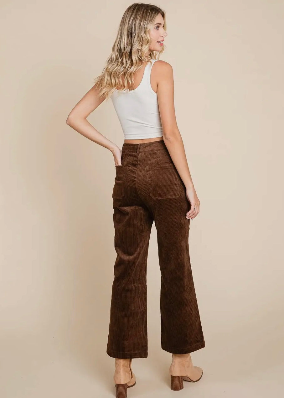 She Is The Moment Corduroy High Rise Pants in Coffee
