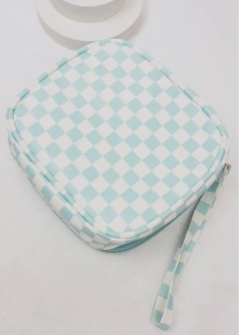 Square Checkered Cosmetic Travel Bags
