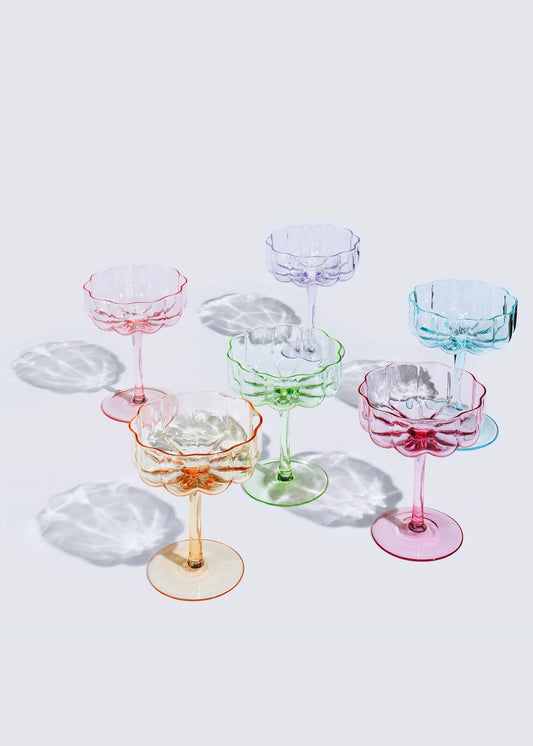 Vintage Flower Coupe Champagne & Cocktail Glasses