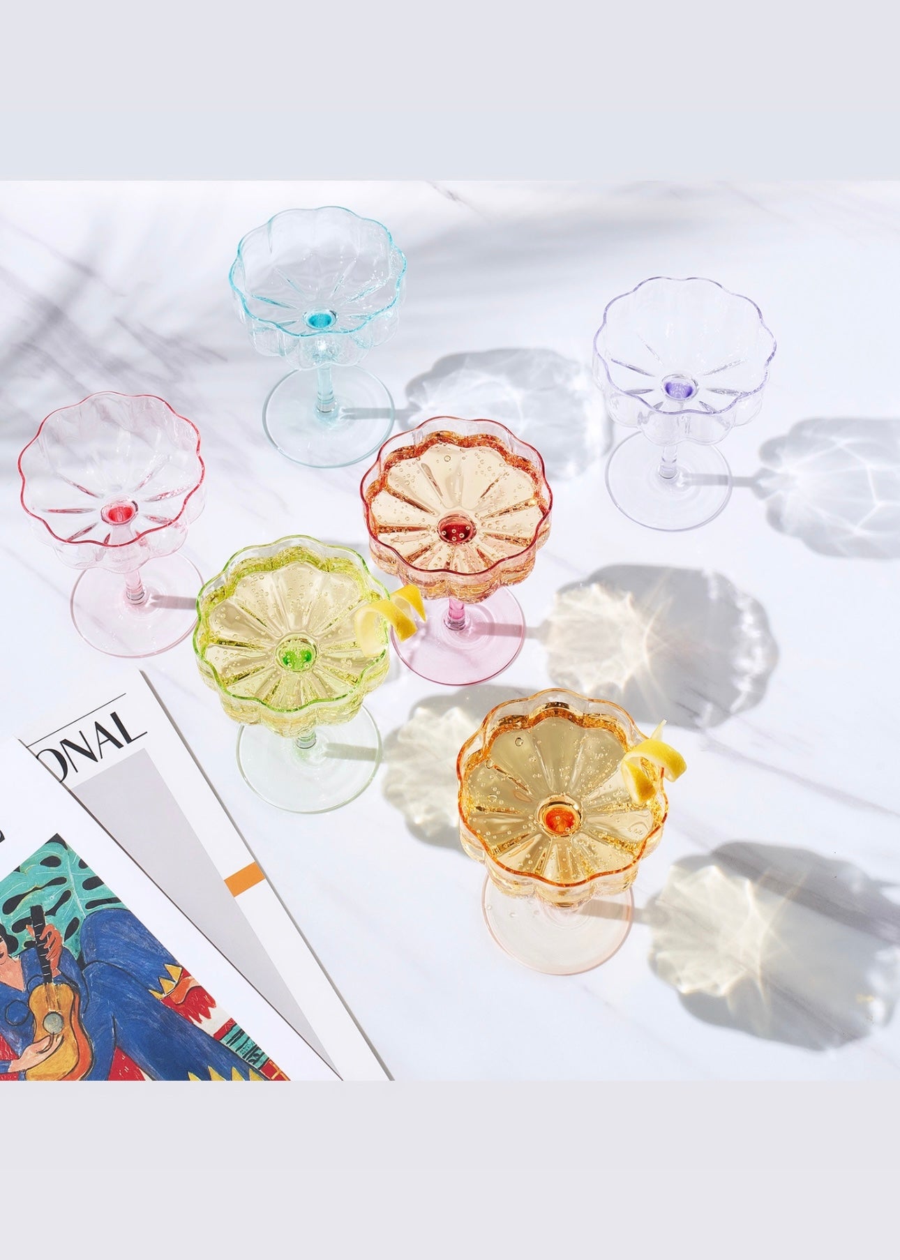 Vintage Flower Coupe Champagne & Cocktail Glasses