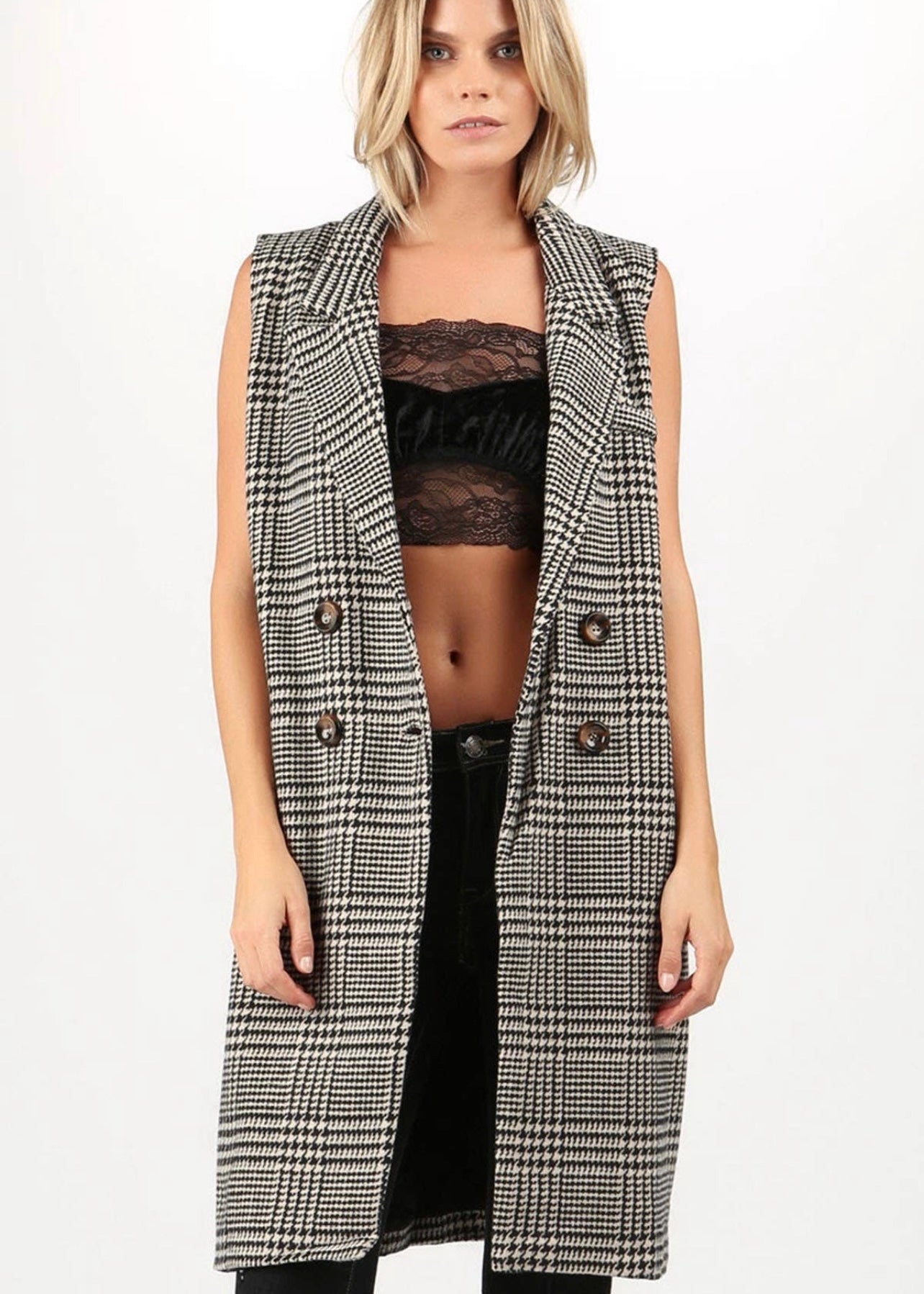 Sweet Escape Herringbone Trench Vest