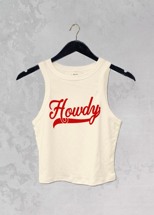 Howdy, Western Cowgirl Micro-Ribbed Cropped Tank