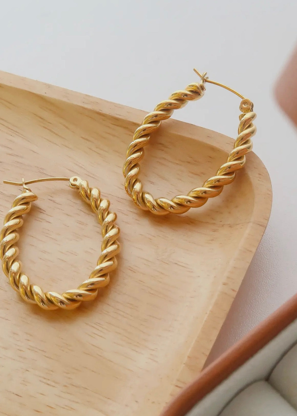Brooke Gold Non-Tarnish Braided Hoop Earring