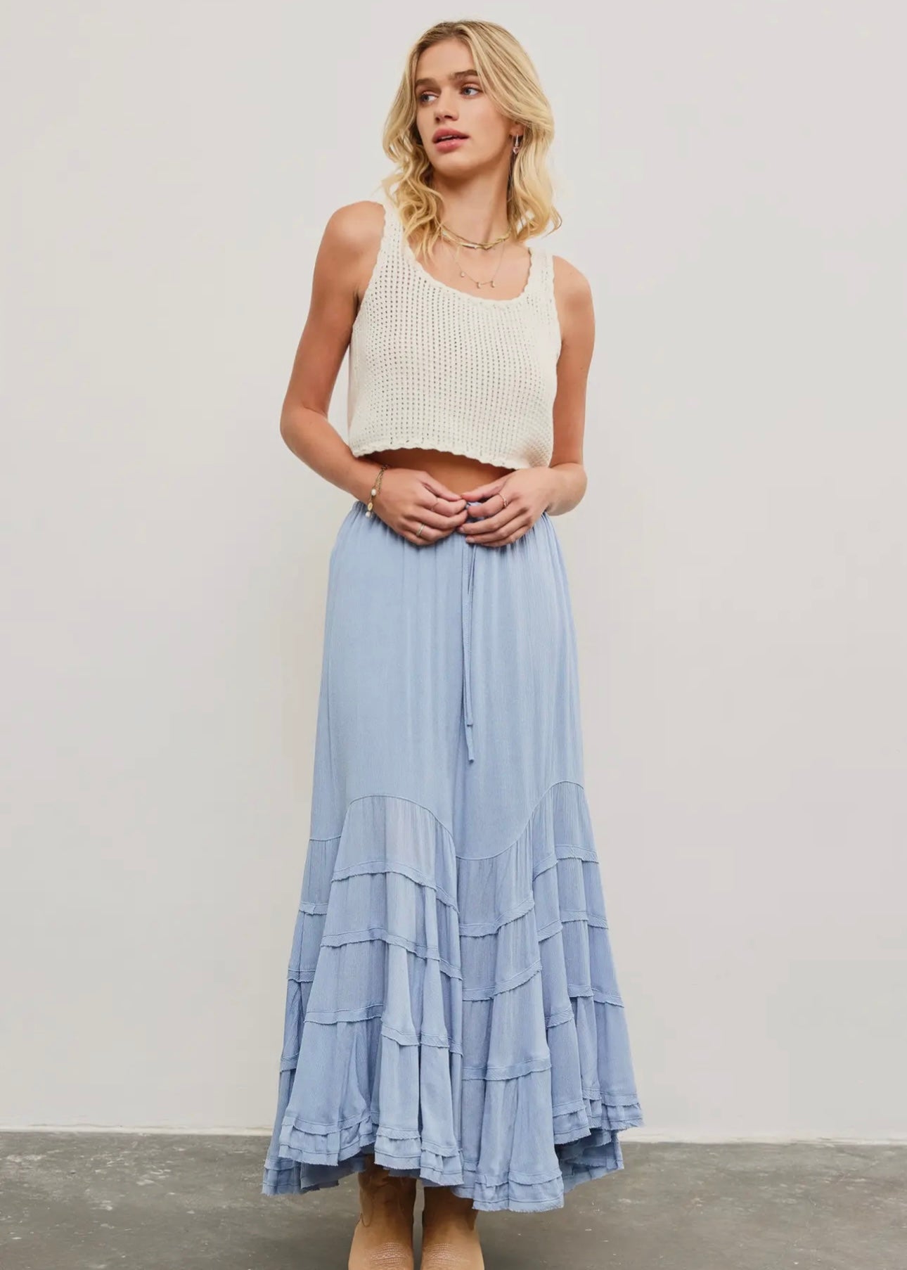 Festival Flair Wave Tiered Skirt in Periwinkle