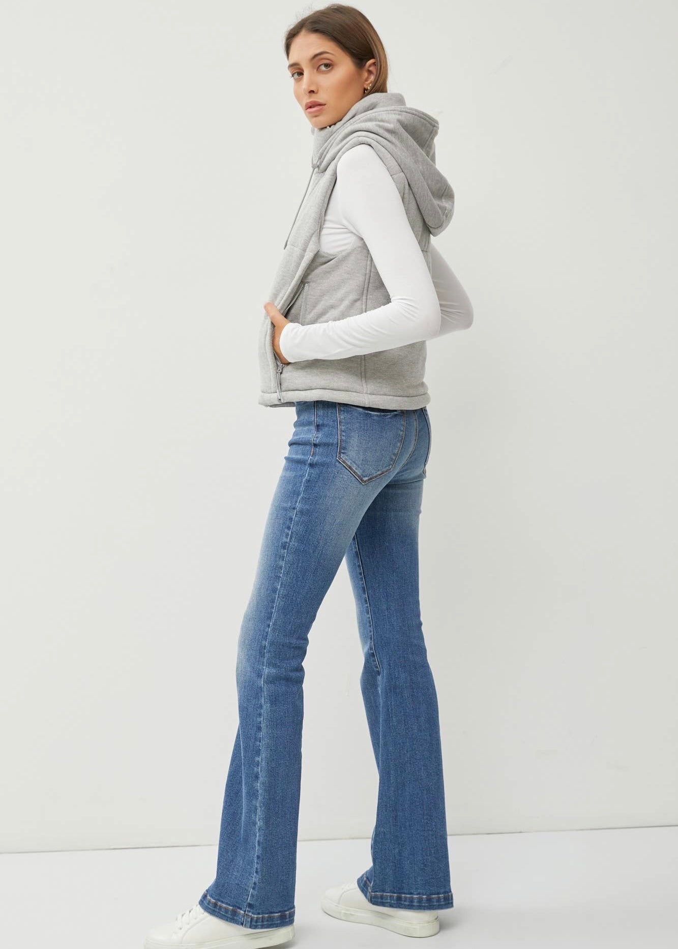 After the Storm Hooded Vest in Heather Grey