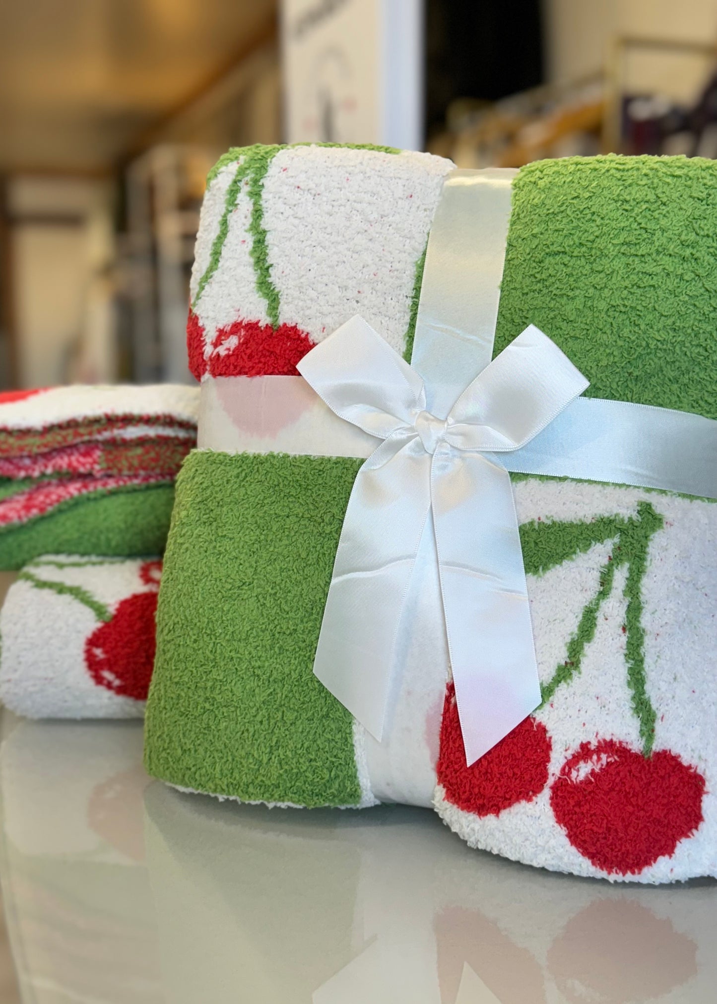Checkered Cherry Blanket Throw