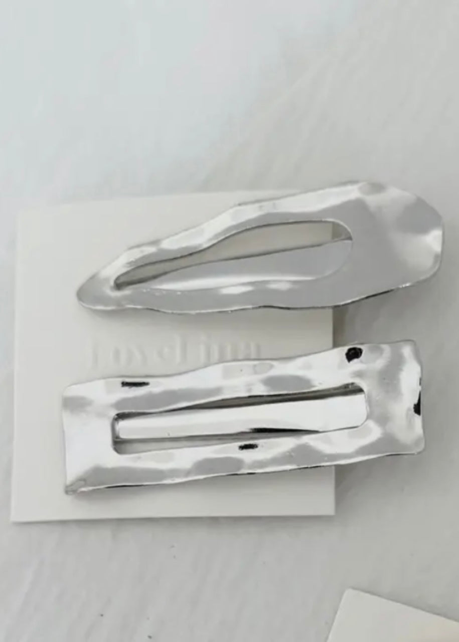 Hammered Metal Hair Clips