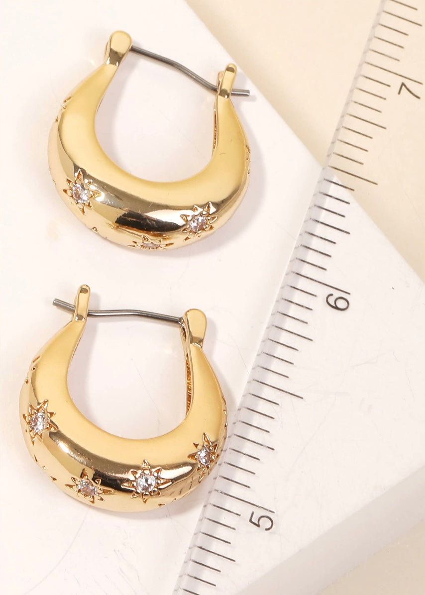 Star Engraved Hoop Earrings