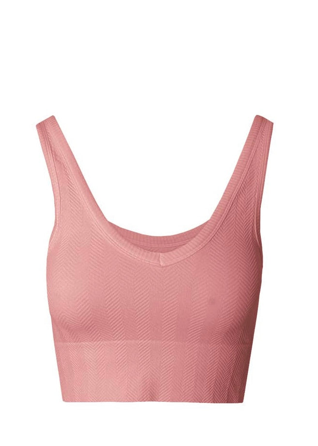 Jennifer Herringbone Crop Top in Ash Rose