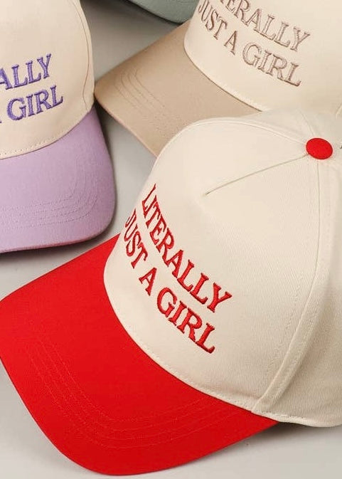 Literally Just A Girl Embroidered Two Tone Trucker Hat