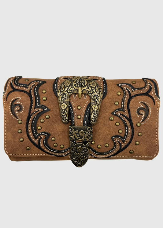 Bronze Buckle Western Wallet Clutch in Bronze