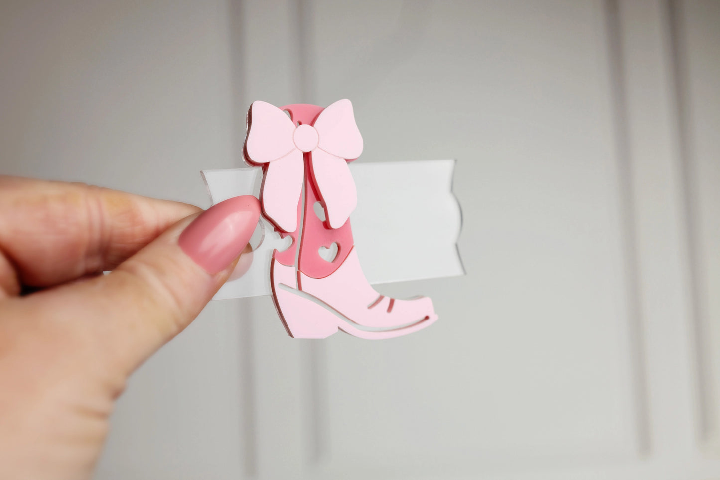 Acrylic Boot & Bow Tumbler Topper