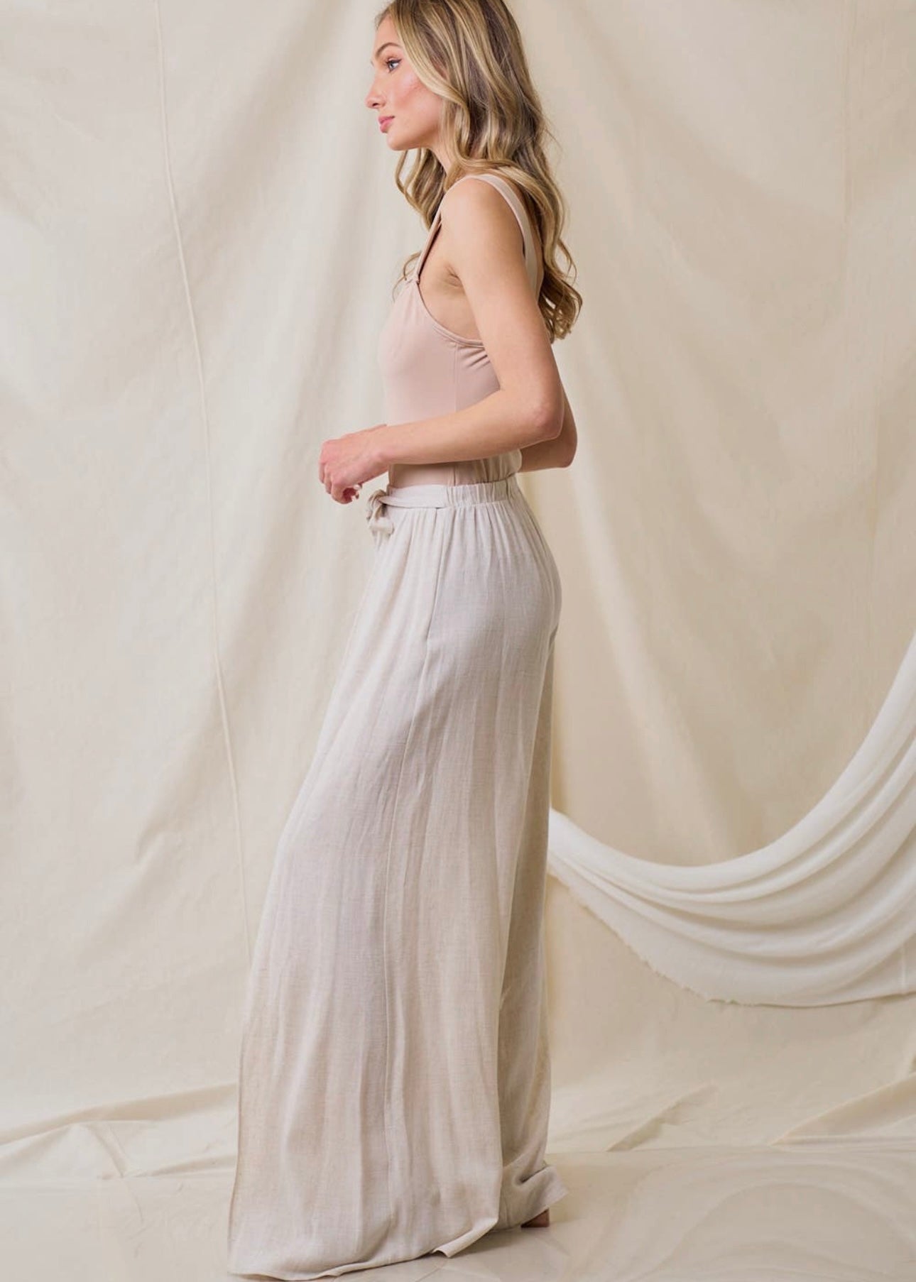 Walk on the Beach Linen Leg Wrap Pants