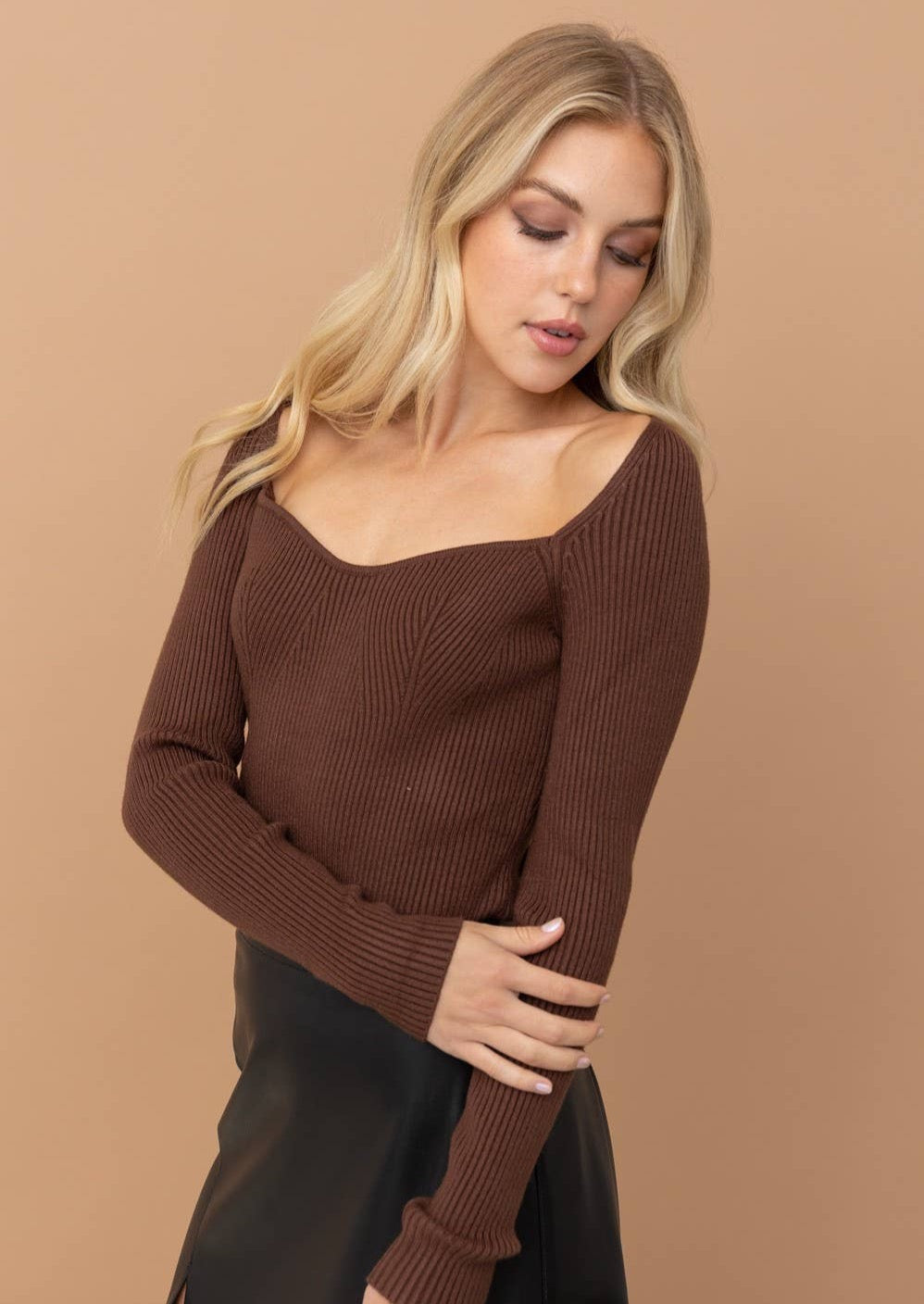 Espresso Martini Wide Neck Knit Top