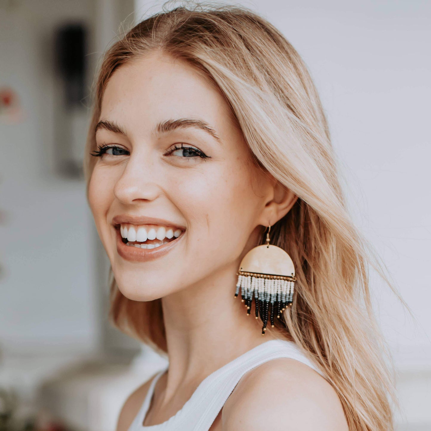 Gold & Black Boho Beaded Earrings
