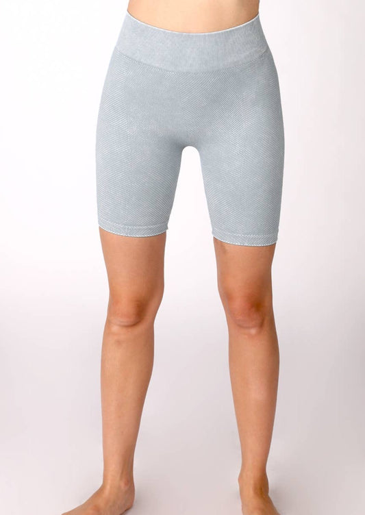 Chevron Highwaist Biker Shorts in Vintage Cool Grey