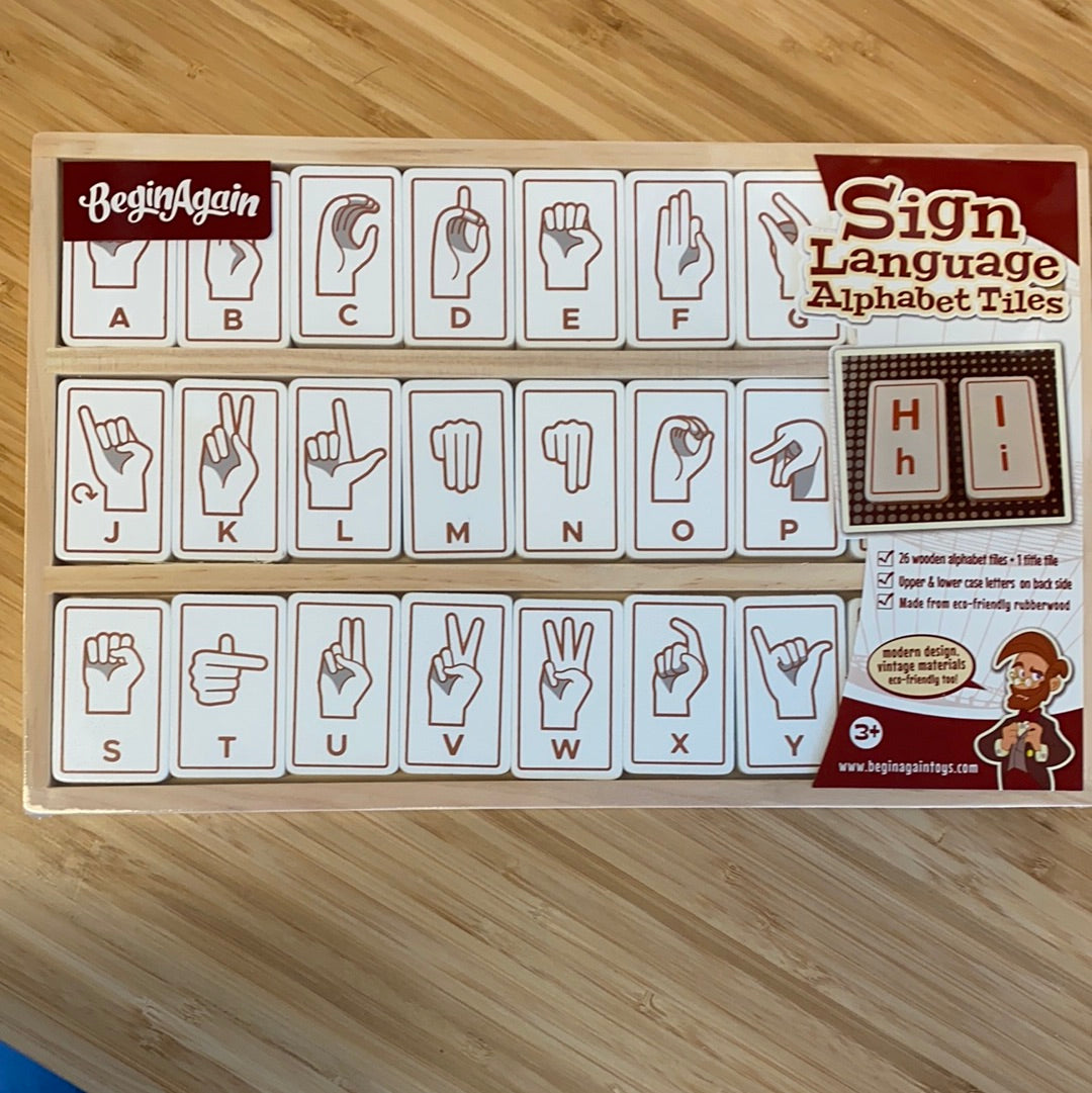 Sign Language Wood Alphabet Tiles