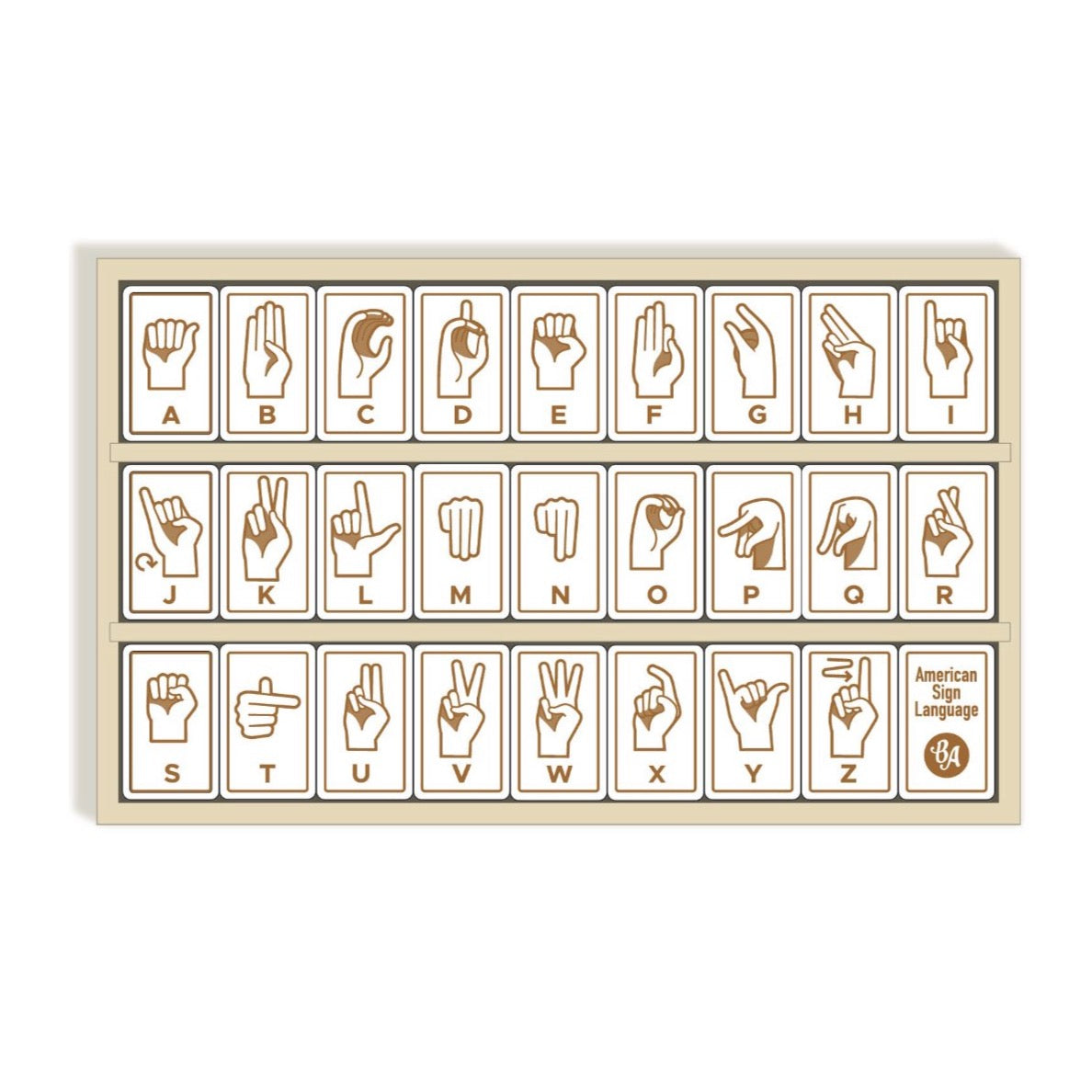 Sign Language Wood Alphabet Tiles