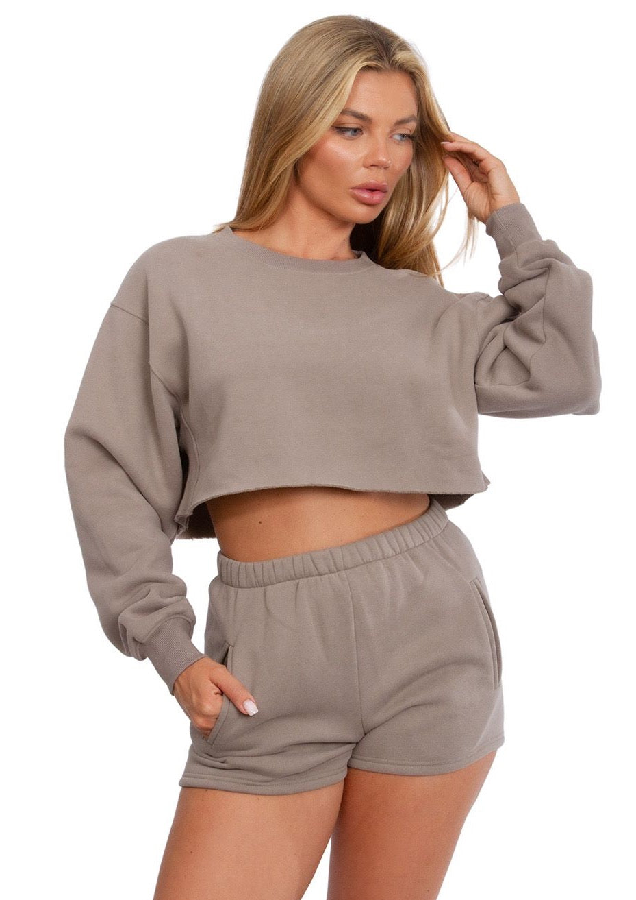 Momo Casual High Waisted Shorts in Olive Grey